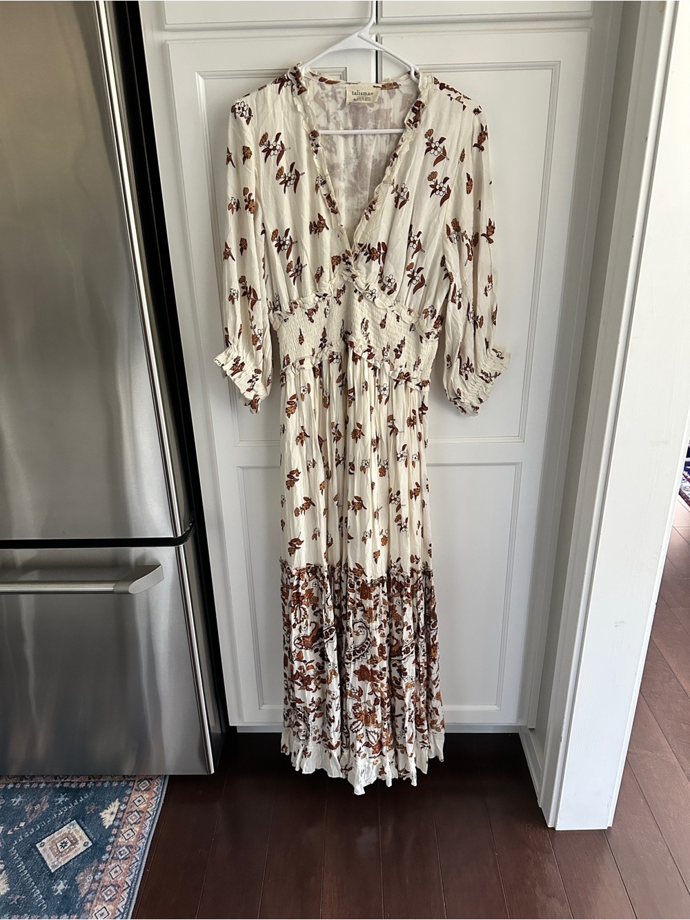 Talisman Bohemian Cream Floral Maxi Dress Size M